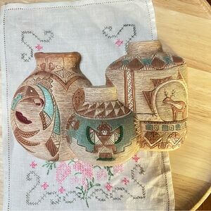 Vintage Frankies Designs Southwestern Wall Hanging Pots 1990